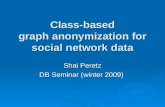 Class-based graph anonymization for social network data Shai Peretz DB Seminar (winter 2009)
