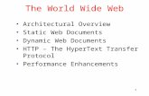 1 The World Wide Web Architectural Overview Static Web Documents Dynamic Web Documents HTTP – The HyperText Transfer Protocol Performance Enhancements.