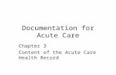 Documentation for Acute Care Chapter 3 Content of the Acute Care Health Record.