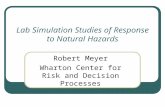 Lab Simulation Studies of Response to Natural Hazards Robert Meyer Wharton Center for Risk and Decision Processes.