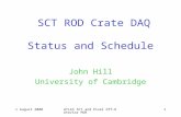 1 August 2000ATLAS SCT and Pixel Off-Detector PDR 1 SCT ROD Crate DAQ Status and Schedule John Hill University of Cambridge.