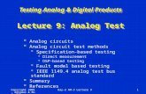 Copyright 2005, Agrawal & BushnellDay-2 AM-3 Lecture 91 Testing Analog & Digital Products Lecture 9: Analog Test  Analog circuits  Analog circuit test.