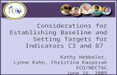 Considerations for Establishing Baseline and Setting Targets for Indicators C3 and B7 Kathy Hebbeler, Lynne Kahn, Christina Kasprzak ECO/NECTAC June 16,