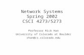 Network Systems Spring 2002 CSCI 4273/5273 Professor Rick Han University of Colorado at Boulder rhan@cs.colorado.edu.