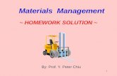 1 By: Prof. Y. Peter Chiu Materials Management ~ HOMEWORK SOLUTION ~