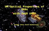 UV/Optical Properties of GRBs with Swift UVOT P. Roming (Penn State University)