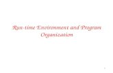 1 Run-time Environment and Program Organization. 2 Outline Management of run-time resources Correspondence between static (compile-time) and dynamic (run-time)
