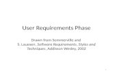 User Requirements Phase Drawn from Sommerville and S. Lauesen, Software Requirements, Styles and Techniques, Addisson Wesley, 2002 1.