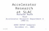 12/21/051 Accelerator Research at SLAC Ronald Ruth Head Accelerator Research Department A (ARD-A) AARD HEPAP Subpanel December 21, 2005.