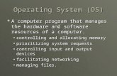 Operating System (OS)  A computer program that manages the hardware and software resources of a computer. controlling and allocating memorycontrolling.
