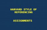 HARVARD STYLE OF REFERENCING ASSIGNMENTS. Assignments are an integral part of your study program. It helps us to assess your understanding of a Unit.