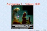 Astronomy 1 – Winter 2011 Lecture 5; January 12 2011.