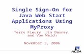 Single Sign-On for Java Web Start Applications Using MyProxy Terry Fleury, Jim Basney, and Von Welch November 3, 2006.
