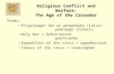 Religious Conflict and Warfare: The Age of the Crusades Terms: Pilgrimage= iter or peregrinatio (Latin) pelerinage (French) Holy War = bellum sacrum guerre.