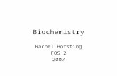 Biochemistry Rachel Horsting FOS 2 2007. Inorganic Compounds (contain no carbon) Nonliving substances essential to organisms. –Minerals:in the form of.