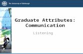 Graduate Attributes: Communication Listening. Food for thought ‘Talking is power’ ‘Listening is caring’ ‘I like to listen. I have learned a great deal.