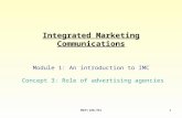 MRP/IMC/M11 Integrated Marketing Communications Module 1: An introduction to IMC Concept 3: Role of advertising agencies.