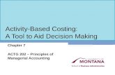 Activity-Based Costing: A Tool to Aid Decision Making Chapter 7 ACTG 202 – Principles of Managerial Accounting.