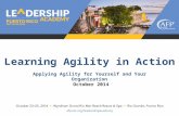 Applying Agility for Yourself and Your Organization October 2014 Learning Agility in Action.