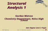 KHS ChemistryUnit 3.4 Structural Analysis1 Structural Analysis 1 Adv Higher Unit 3 Topic 4 Gordon Watson Chemistry Department, Kelso High School.
