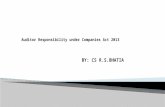 BY: CS R.S.BHATIA.  INTRODUCTION  COMPARISON- COMPANIES ACT, 2013 & COMPANIES ACT, 1956  APPOINTMENT/RE-APPOINTMENT OF AUDITORS  ROTATION OF AUDITORS.