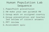 Human Population Lab Sequence 1.PowerPoint presentaion 2.HW make your own pyramid HW 3.Group work on assigned country 4.Group presentation and teacher.