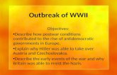 Outbreak of WWII Objectives: Describe how postwar conditions contributed to the rise of antidemocratic governments in Europe. Explain why Hitler was able.