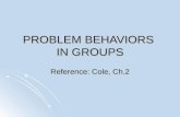 PROBLEM BEHAVIORS IN GROUPS Reference: Cole, Ch.2.