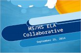 MS/HS ELA Collaborative September 25, 2014. Checking In.