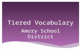 Tiered Vocabulary Amory School District.  There are three types of vocabulary words--- three tiers of vocabulary---for teaching and assessing word knowledge.