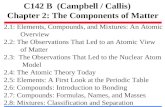 C142 B (Campbell / Callis) Chapter 2: The Components of Matter 2.1: Elements, Compounds, and Mixtures: An Atomic Overview 2.2: The Observations That Led.