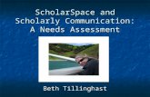 ScholarSpace and Scholarly Communication: A Needs Assessment Beth Tillinghast.
