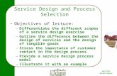 MGT3303 Michel Leseure Service Design and Process Selection Objectives of lecture: –Differentiate the different scopes of a service design exercise –Outline.