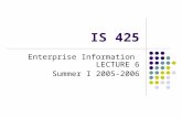 IS 425 Enterprise Information LECTURE 6 Summer I 2005-2006.