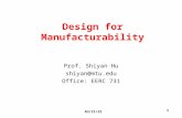 7/14/2015 1 Design for Manufacturability Prof. Shiyan Hu shiyan@mtu.edu Office: EERC 731.