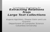1 Extracting Relations from Large Text Collections Eugene Agichtein, Eleazar Eskin and Luis Gravano Department of Computer Science Columbia University.