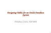 1 Designing Tables for an Oracle Database System Database Course, Fall 2004.