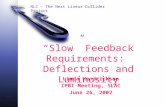 NLC - The Next Linear Collider Project “Slow” Feedback Requirements: Deflections and Luminosity Linda Hendrickson IPBI Meeting, SLAC June 26, 2002.