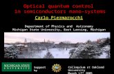 Optical quantum control in semiconductors nano-systems Carlo Piermarocchi Department of Physics and Astronomy Michigan State University, East Lansing,