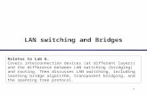1 LAN switching and Bridges Relates to Lab 6. Covers interconnection devices (at different layers) and the difference between LAN switching (bridging)