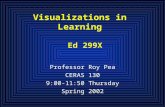 Visualizations in Learning Ed 299X Professor Roy Pea CERAS 130 9:00-11:50 Thursday Spring 2002.