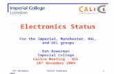 10 th November 2004Daniel Bowerman1 Dan Bowerman Imperial College Calice Meeting - UCL 10 th November 2004 Electronics Status For the Imperial, Manchester,