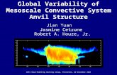 Global Variability of Mesoscale Convective System Anvil Structure Jian Yuan Jasmine Cetrone Robert A. Houze, Jr. ARM Cloud Modeling Working Group, Princeton,