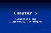 Chapter 5 Flowcharts and programming Techniques. Introduction A flowchart is a diagram consisting of labeled geometrical symbols together with rows connecting.