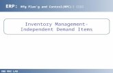 ERP: Mfg Plan’g and Control(MPC) 에 근거하여 SNU MAI LAB Inventory Management- Independent Demand Items.