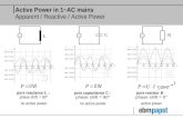 Active Power in 1~AC mains Apparent / Reactive / Active Power ~ L ~ C ~ R pure resistor R : phase shift = 0° active power 1 pure reactance L : phase shift.