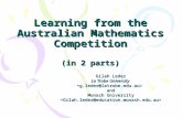 Learning from the Australian Mathematics Competition (in 2 parts) Gilah Leder La Trobe University and Monash University