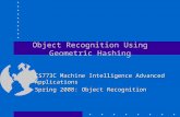 Object Recognition Using Geometric Hashing CS773C Machine Intelligence Advanced Applications Spring 2008: Object Recognition.