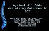 Against All Odds Maximizing Outcomes in SCI Mary Kay Bader RN, MSN, CCNS, FAHA, FNCS, CCRN, CNRN Neuro Critical Care CNS Mission Hospital Badermk@aol.com.