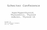 Schecter Conference Hypo/Hyperthyroid, Thyroiditis, Thyroid nodules, Thyroid CA Ginger Xu PGY-3 General Surgery Oct 27, 2010.